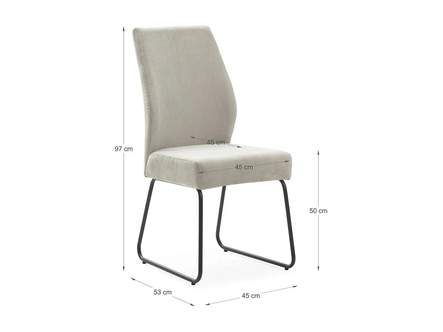 Pack de 4 sillas modelo Alicia tapizado textil piedra, 97cm(alto) 45cm(ancho) 62cm(largo)