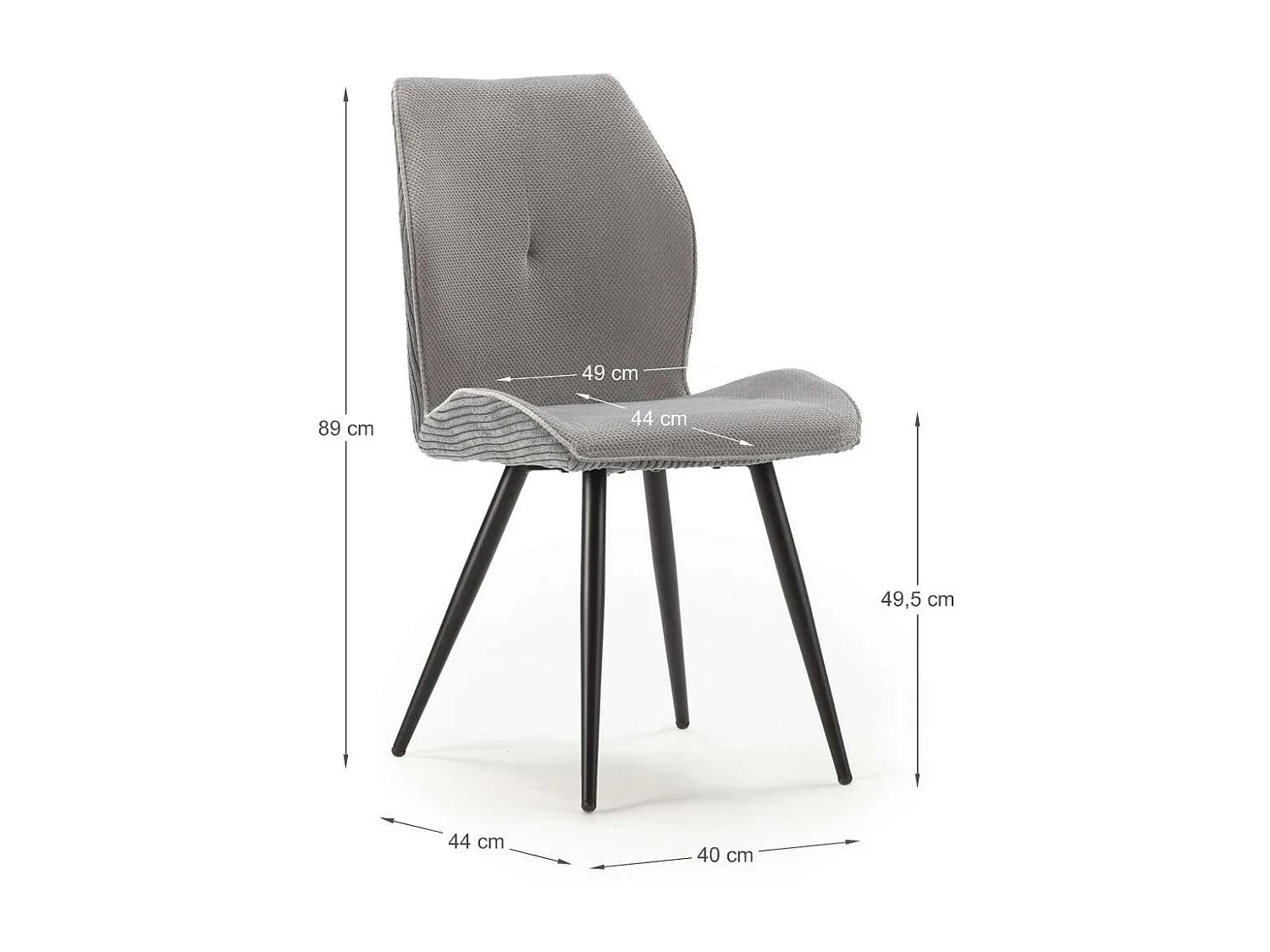 Pack de 2 sillas modelo Adara tapizado textil gris claro, 91cm(alto) 46cm(ancho) 62cm(larg