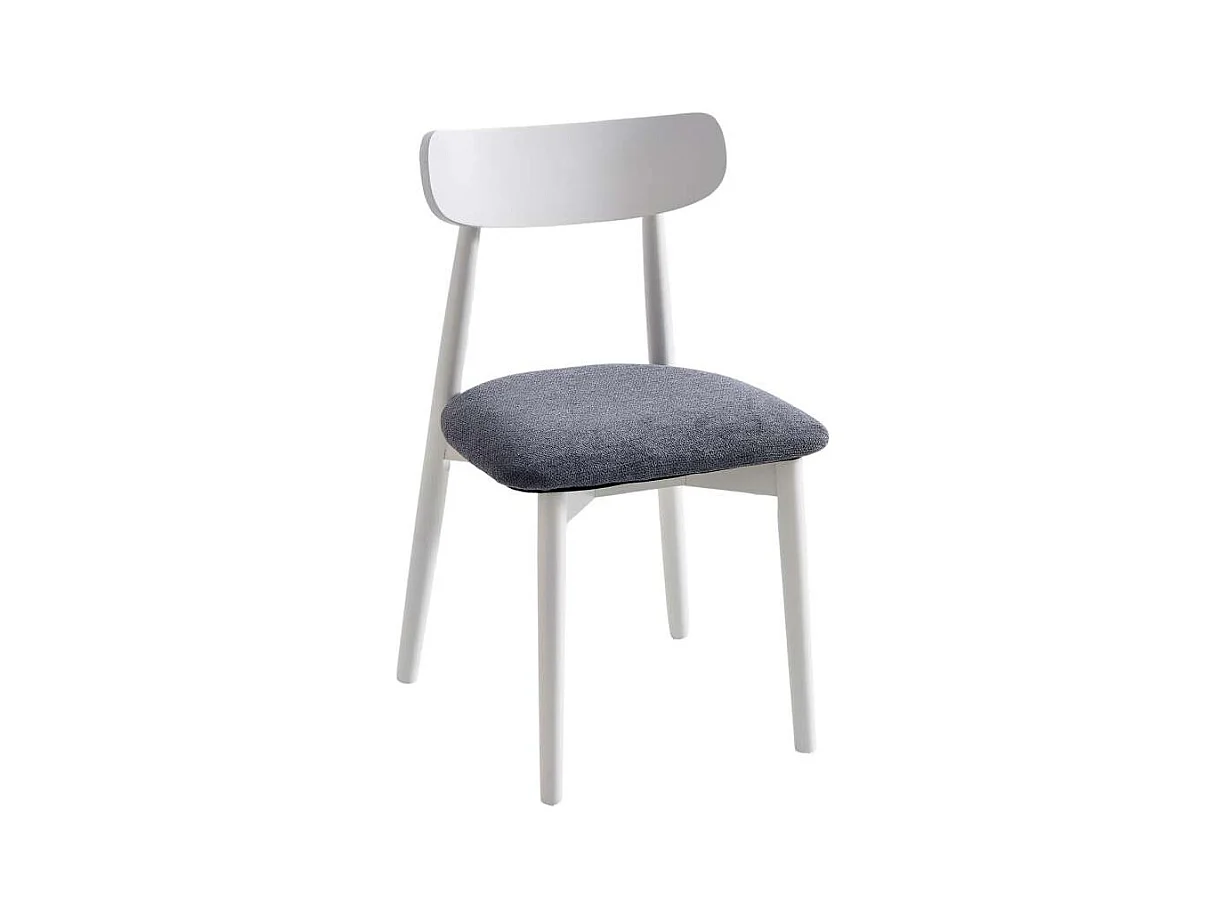 Pack de 2 sillas para cocina o comedor Shia tapizado textil gris/blanco, 83cm(alto) 49cm(a