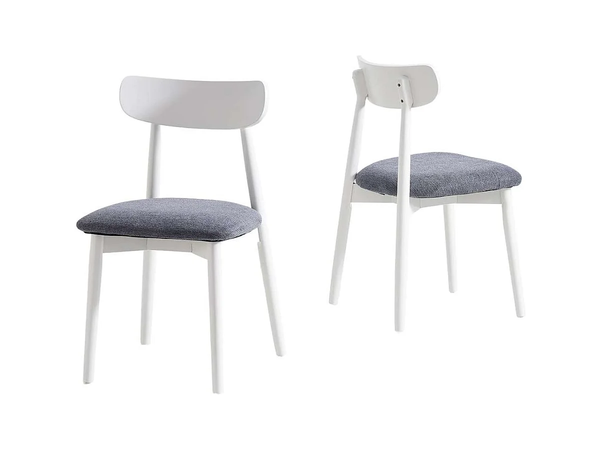 Pack de 2 sillas para cocina o comedor Shia tapizado textil gris/blanco, 83cm(alto) 49cm(a
