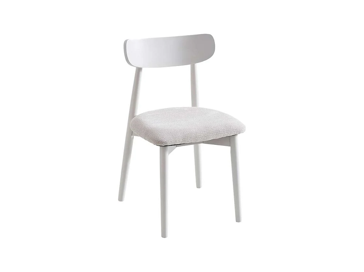 Pack de 2 sillas para cocina o comedor Shia tapizado textil beige/blanco, 83cm(alto) 49cm(