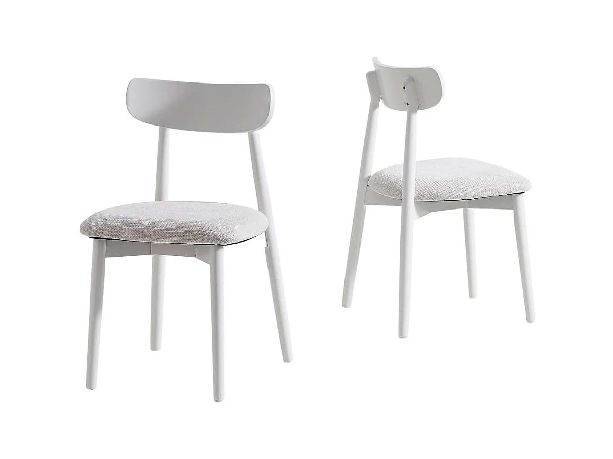 Pack de 2 sillas para cocina o comedor Shia tapizado textil beige/blanco, 83cm(alto) 49cm(