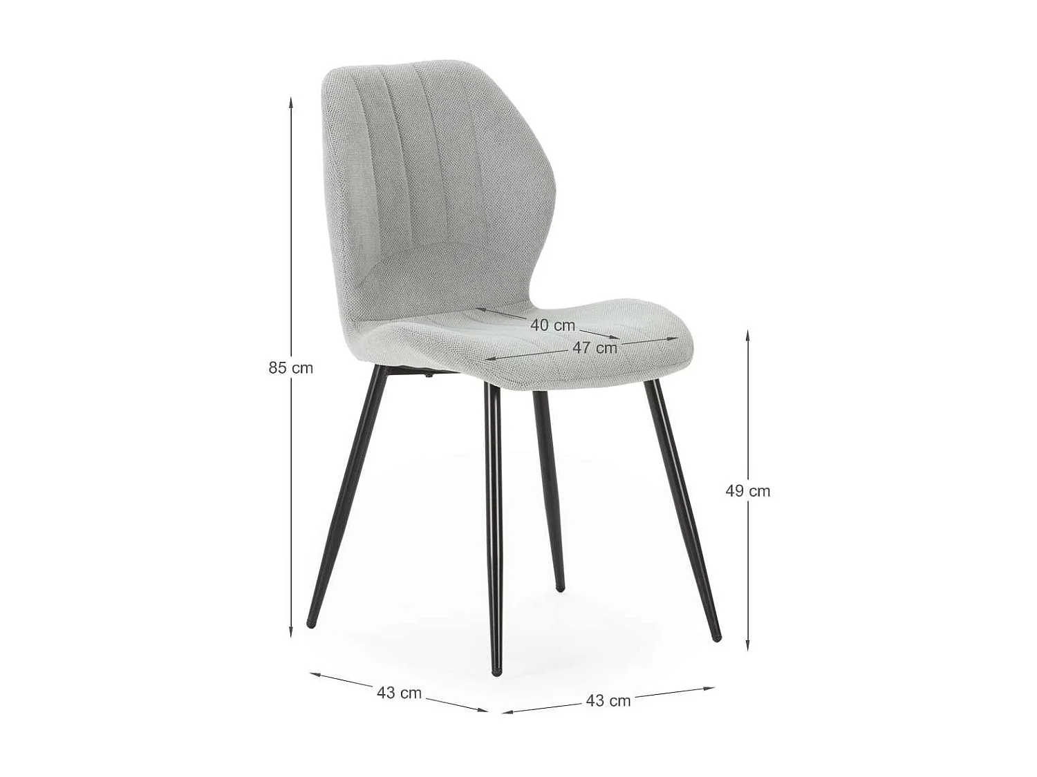 Pack de 4 sillas modelo Miño tapizado textil gris hielo, 85cm(alto) 47cm(ancho) 58cm(larg