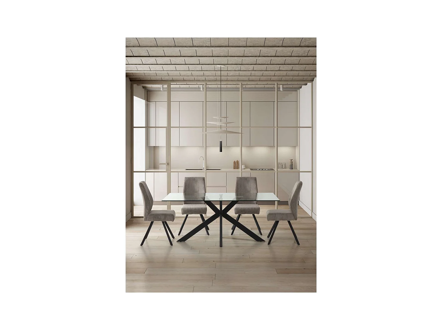 Pack de 2 sillas md-Pau tapizado textil gris claro, 98cm(alto) 45cm(ancho) 60cm(largo)