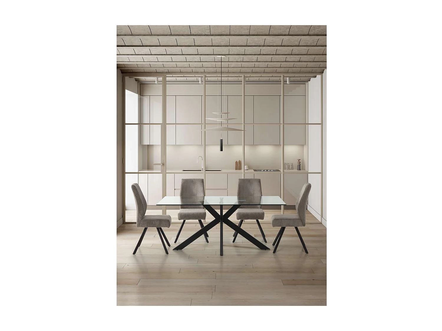 Pack de 2 sillas md-Pau tapizado textil gris claro, 98cm(alto) 45cm(ancho) 60cm(largo)