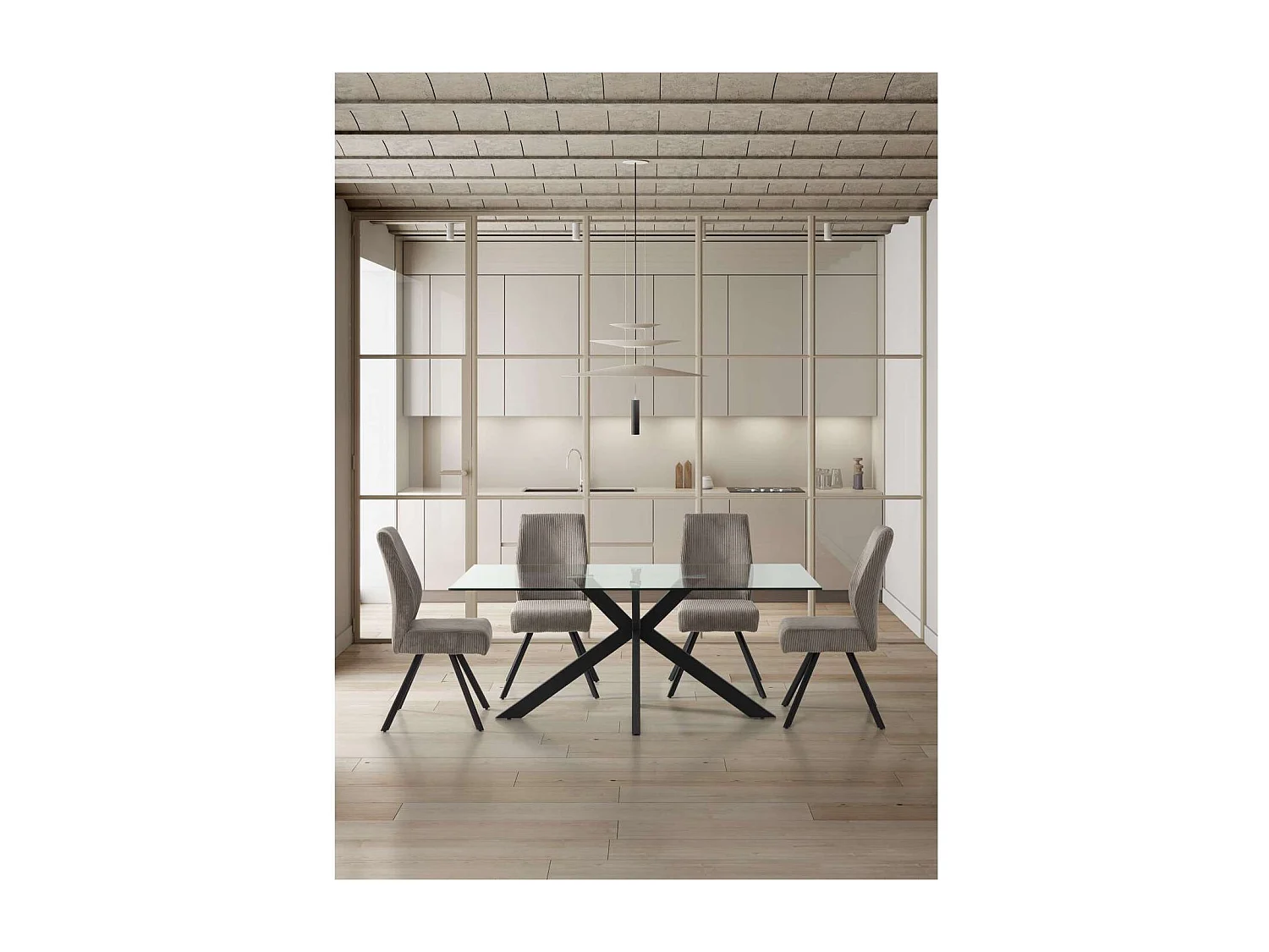 Pack de 2 sillas md-Pau tapizado textil gris claro, 98cm(alto) 45cm(ancho) 60cm(largo)