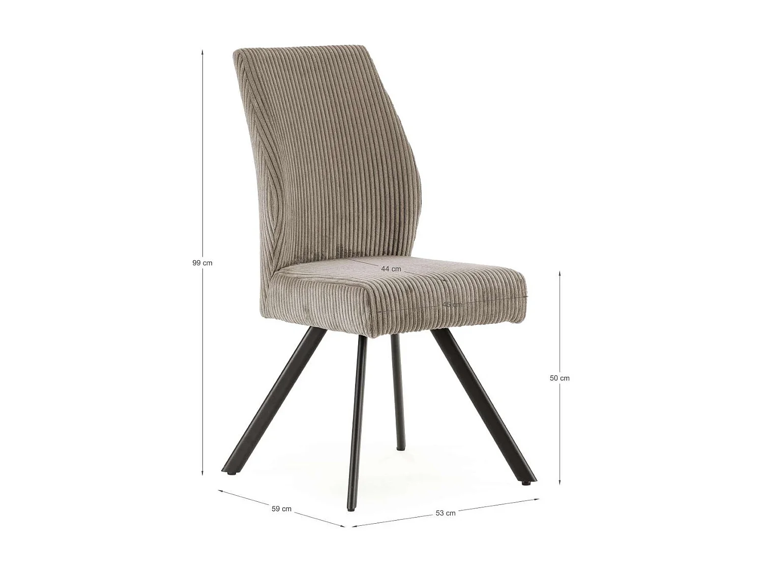 Pack de 2 sillas md-Pau tapizado textil gris claro, 98cm(alto) 45cm(ancho) 60cm(largo)