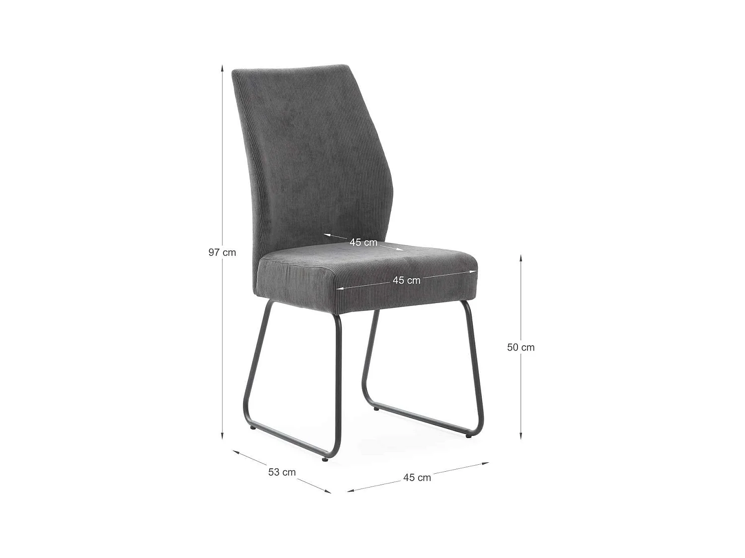 Pack de 4 sillas modelo Alicia tapizado textil gris antracita, 97cm(alto) 45cm(ancho) 62cm