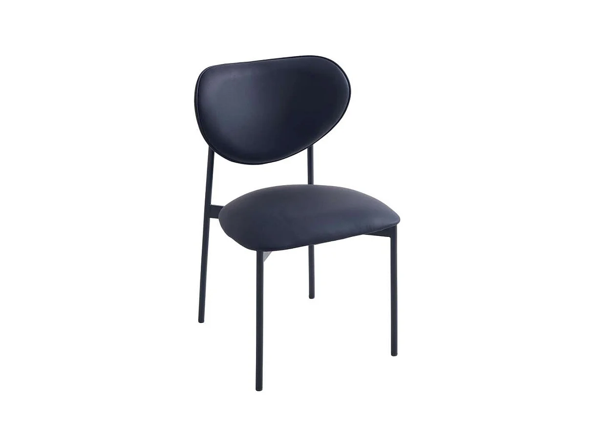 Pack de 2 sillas para cocina o comedor Eva tapizado simil piel negro, 85cm(alto) 52cm(anch