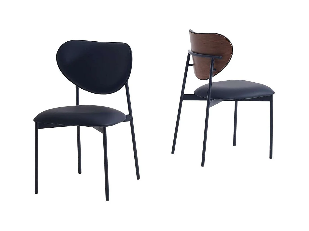 Pack de 2 sillas para cocina o comedor Eva tapizado simil piel negro, 85cm(alto) 52cm(anch