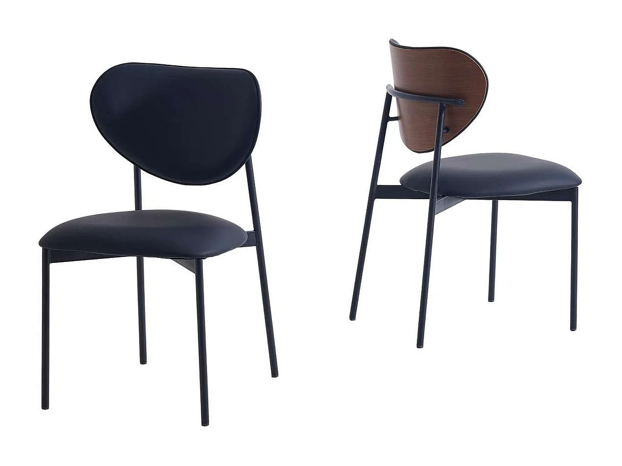 Pack de 2 sillas para cocina o comedor Eva tapizado simil piel negro, 85cm(alto) 52cm(anch