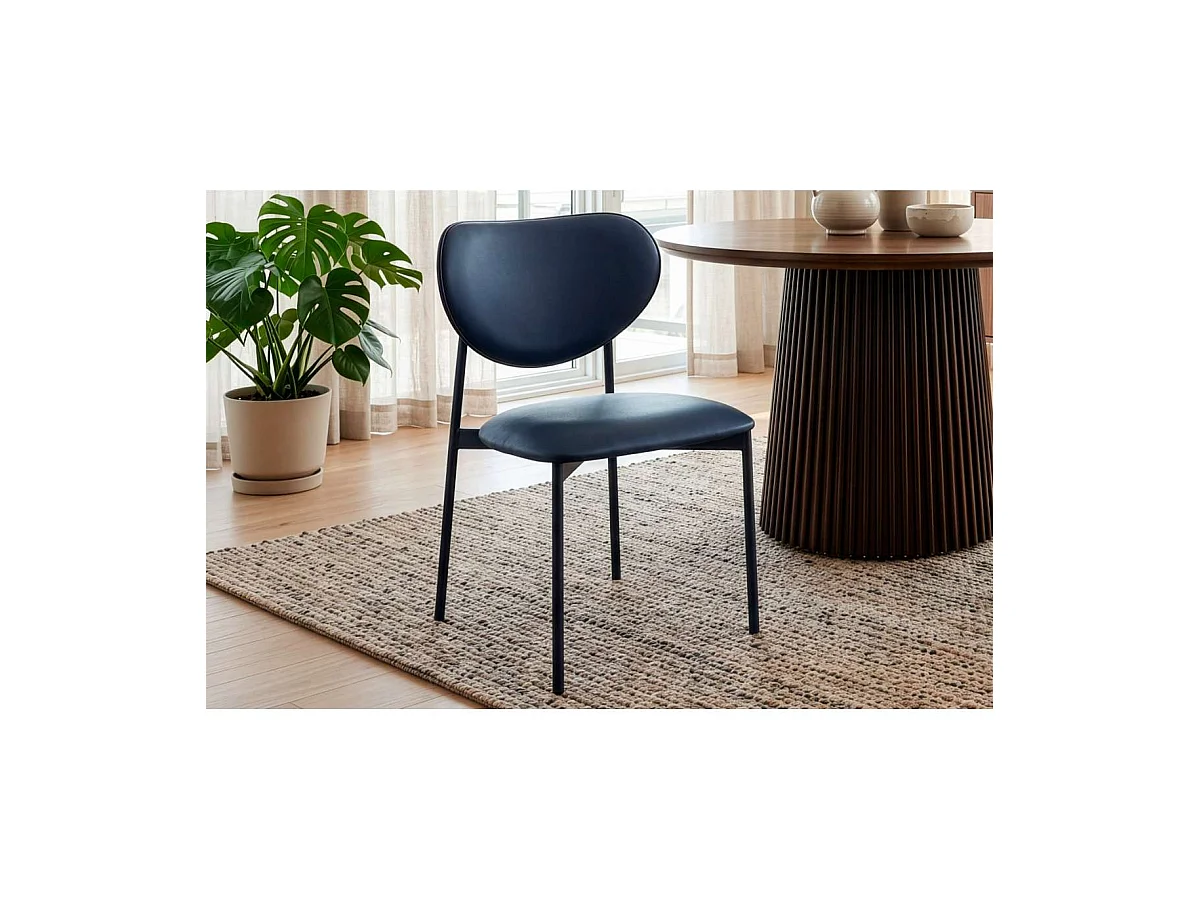 Pack de 2 sillas para cocina o comedor Eva tapizado simil piel negro, 85cm(alto) 52cm(anch