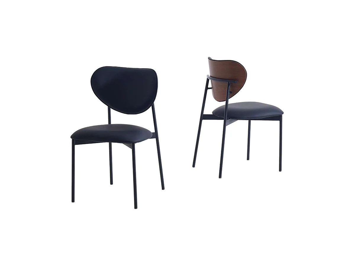 Pack de 2 sillas para cocina o comedor Eva tapizado simil piel negro, 85cm(alto) 52cm(anch