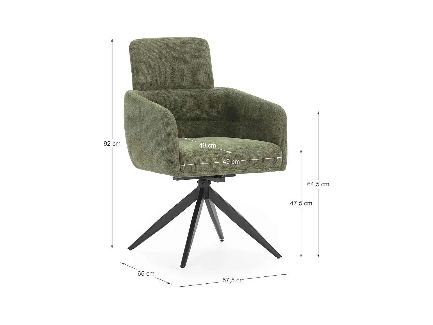 Pack de 2 sillones giratorios modelo Maggie tapizado textil verde, 93cm(alto) 58cm(ancho)