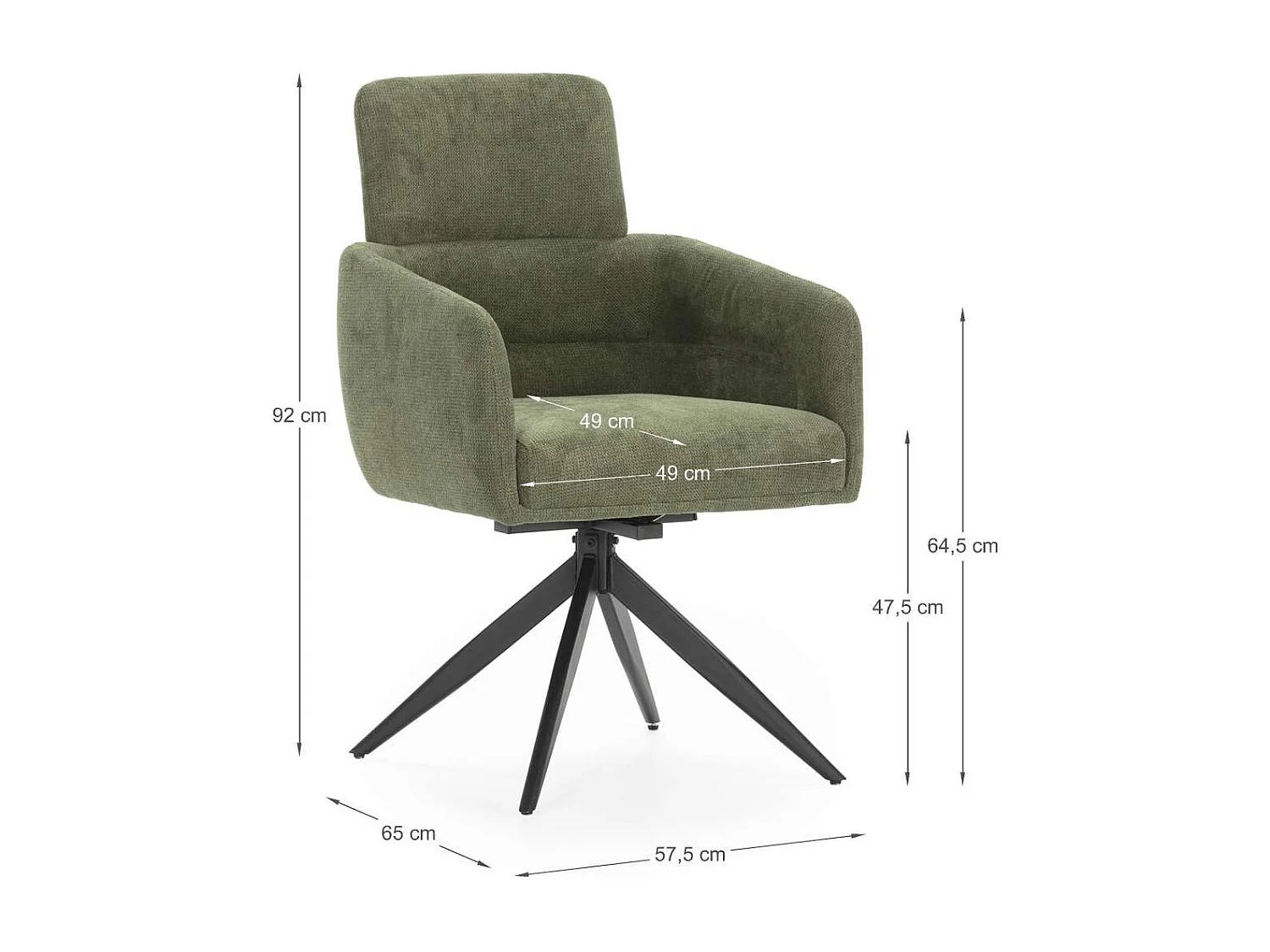 Pack de 2 sillones giratorios modelo Maggie tapizado textil verde, 93cm(alto) 58cm(ancho)