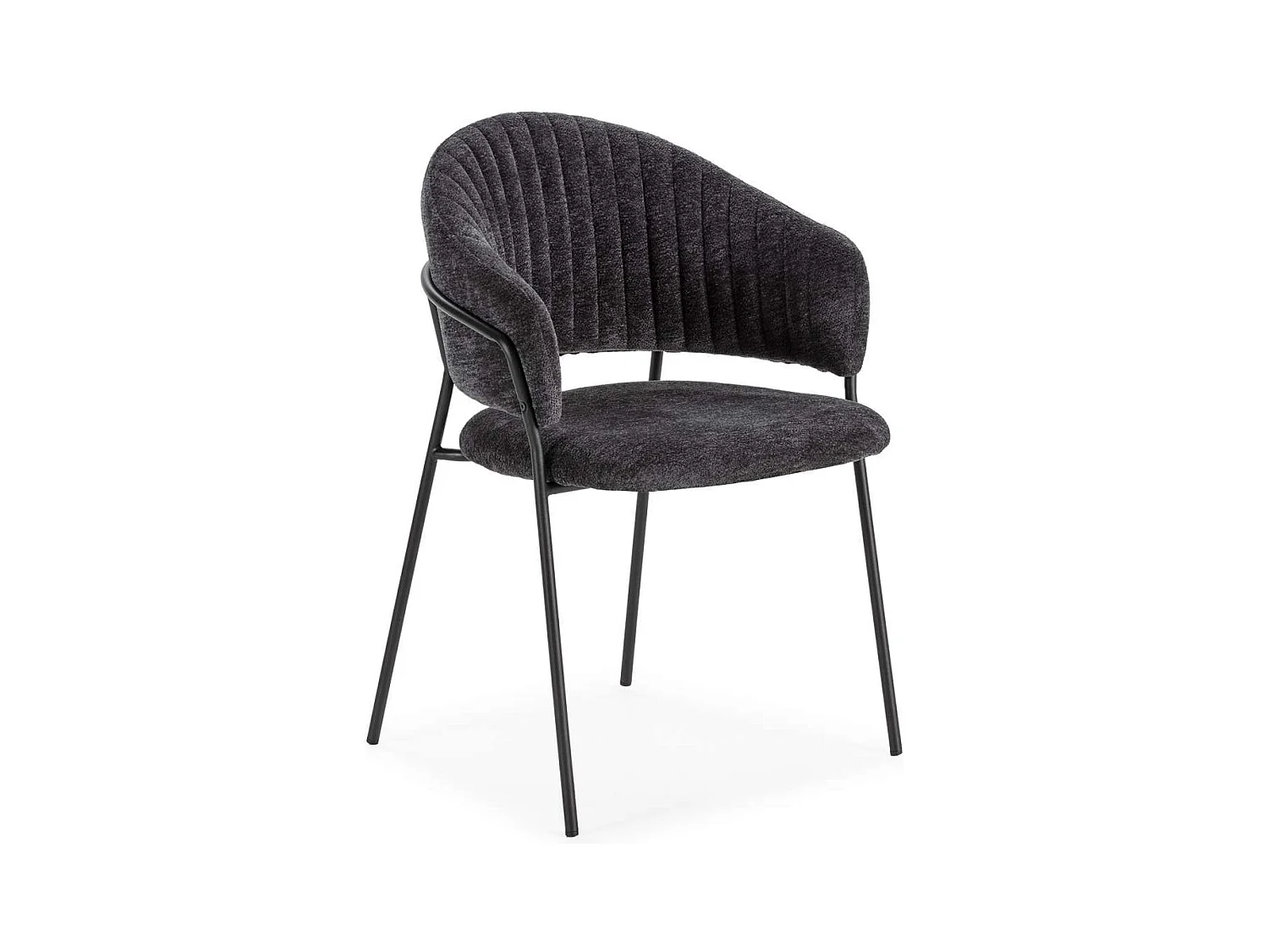 Pack de 2 sillones modelo Lidia tapizado textil gris oscuro, 81.5cm(alto) 54cm(ancho) 57cm