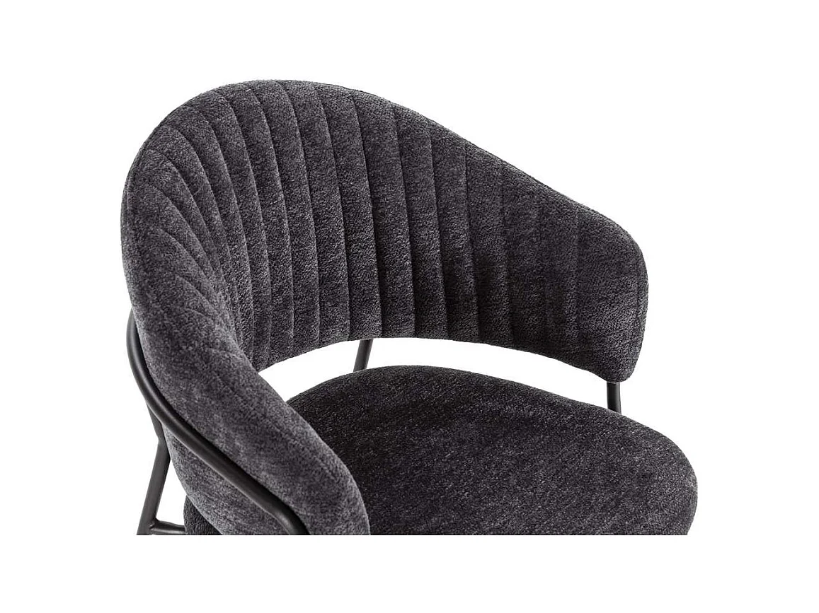 Pack de 2 sillones modelo Lidia tapizado textil gris oscuro, 81.5cm(alto) 54cm(ancho) 57cm