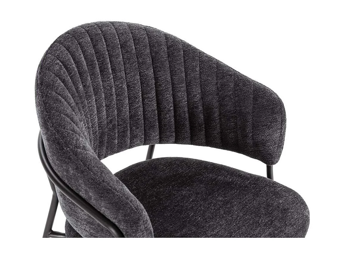 Pack de 2 sillones modelo Lidia tapizado textil gris oscuro, 81.5cm(alto) 54cm(ancho) 57cm