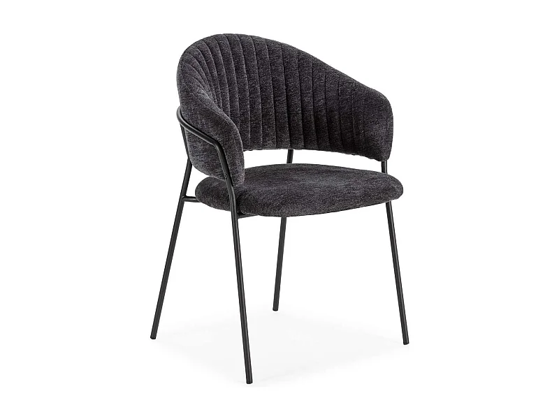 Pack de 2 sillones modelo Lidia tapizado textil gris oscuro, 81.5cm(alto) 54cm(ancho) 57cm
