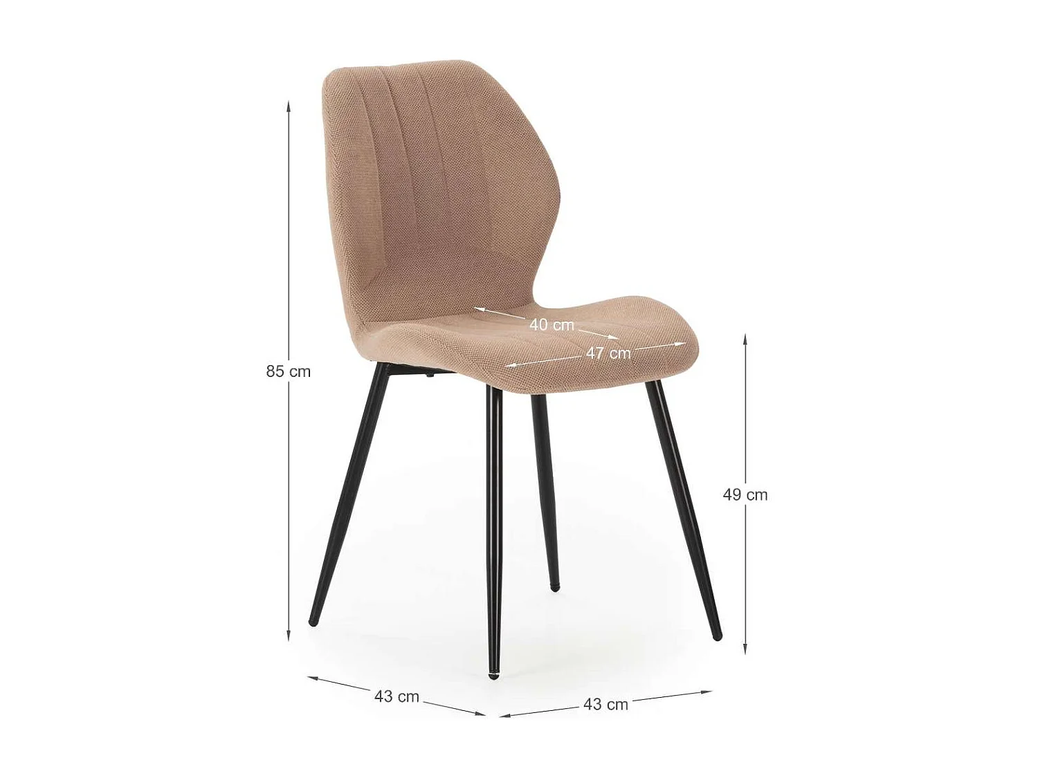 Pack de 4 sillas modelo Miño tapizado textil salmón, 85cm(alto) 47cm(ancho) 58cm(largo)