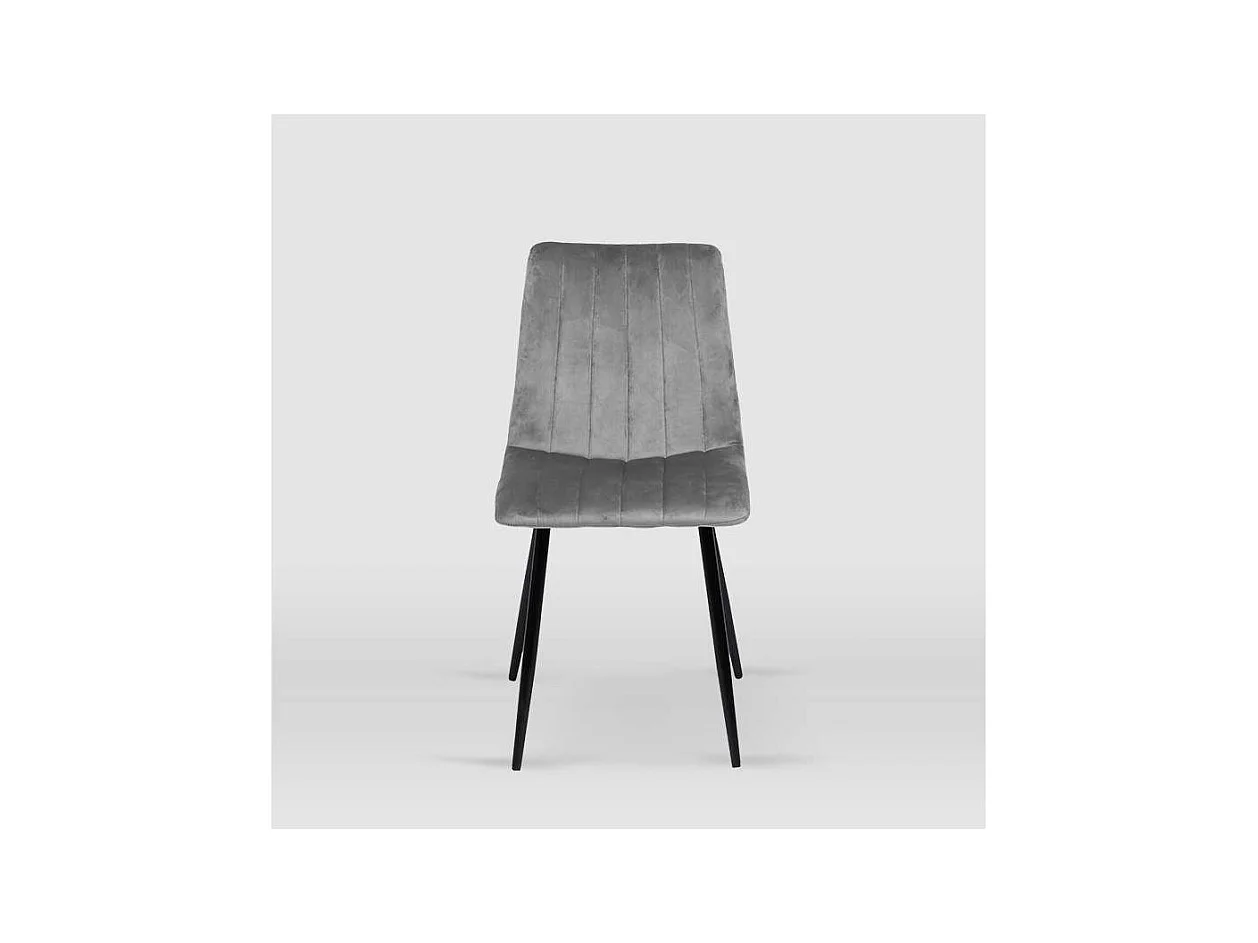 Pack de 4 sillas modelo IRIA tapizadas en terciopelo gris piedra, 44cm(ancho ) 88.5cm(altu