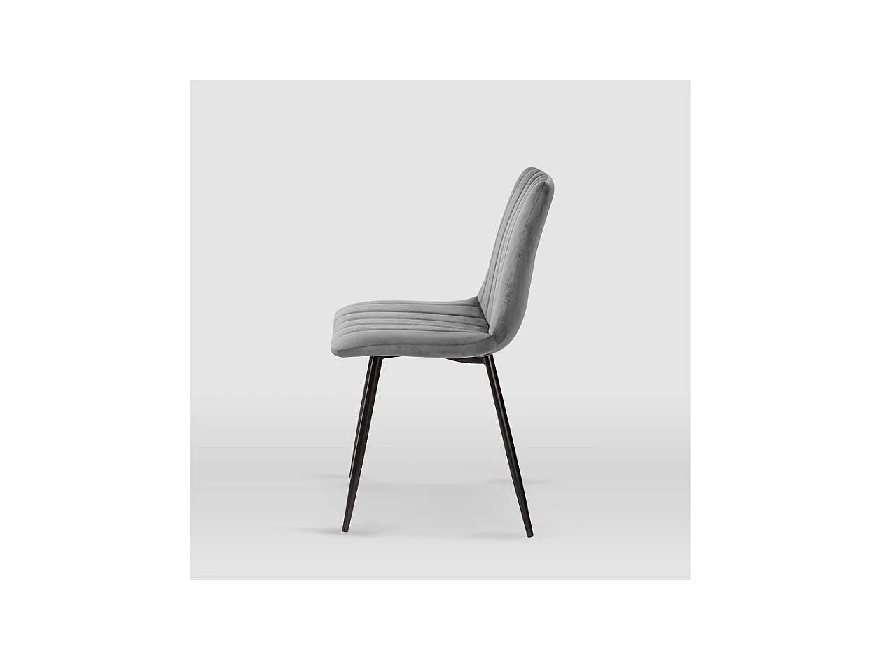 Pack de 4 sillas modelo IRIA tapizadas en terciopelo gris piedra, 44cm(ancho ) 88.5cm(altu