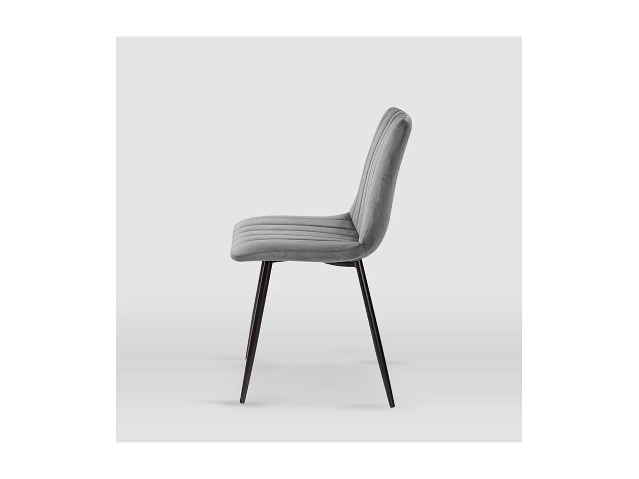 Pack de 4 sillas modelo IRIA tapizadas en terciopelo gris piedra, 44cm(ancho ) 88.5cm(altu