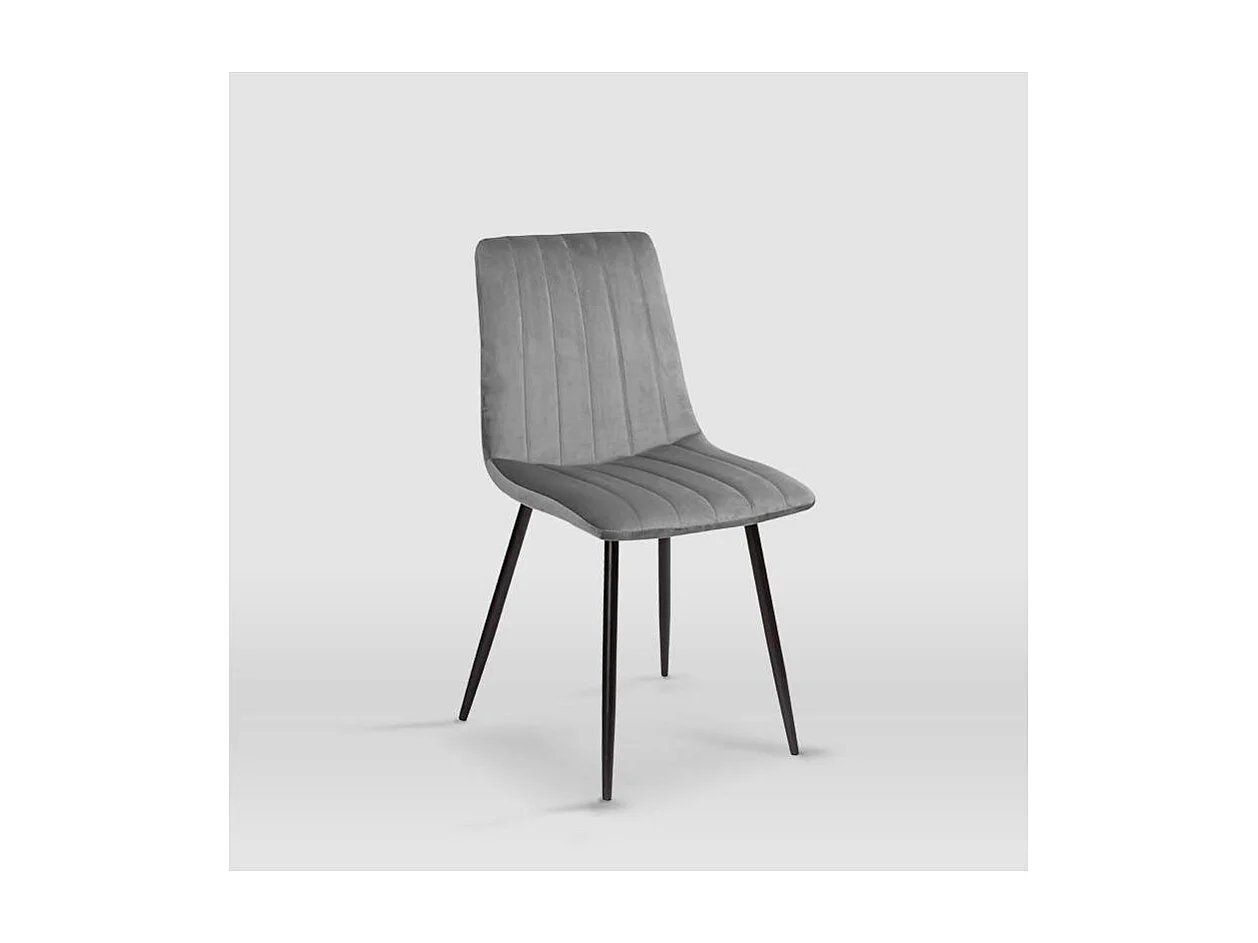 Pack de 4 sillas modelo IRIA tapizadas en terciopelo gris piedra, 44cm(ancho ) 88.5cm(altu