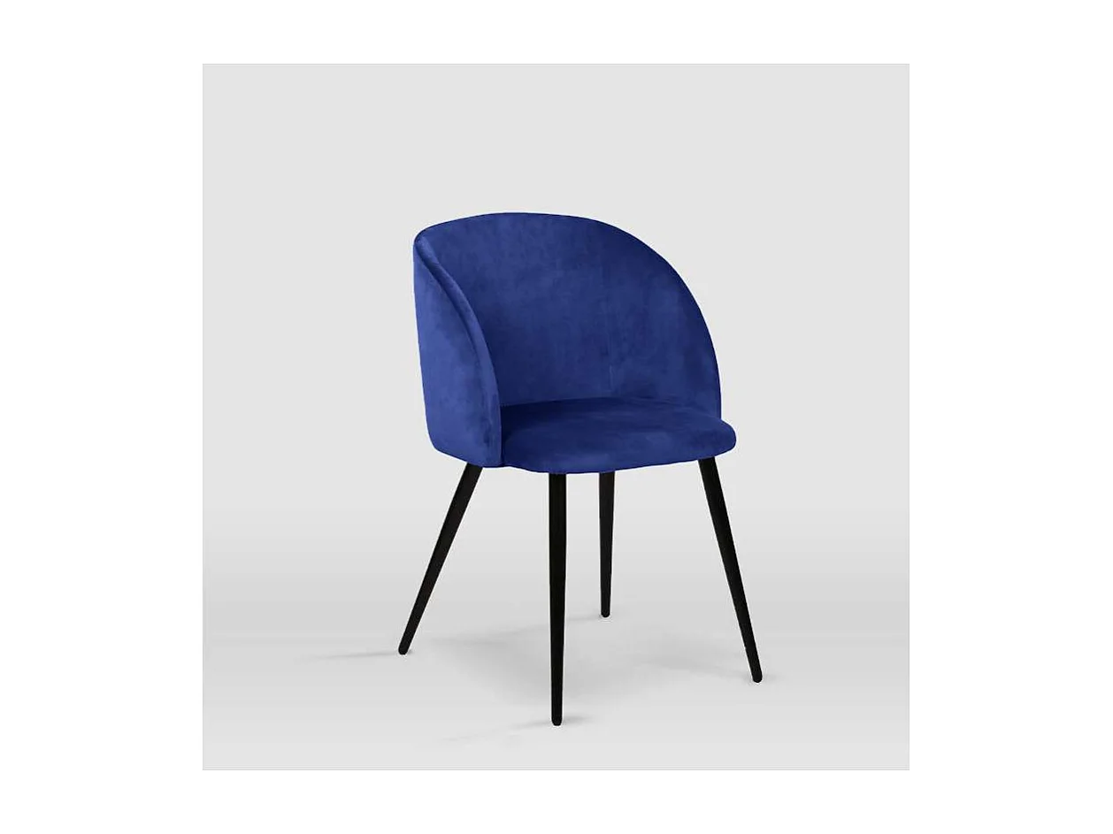 Pack de 2 sillas modelo Keren tapizadas en terciopelo azul indigo, 51.5cm(ancho ) 88.5cm(a