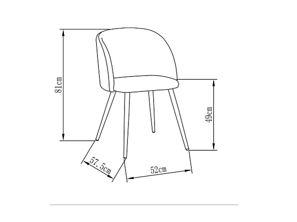 Pack de 2 sillas modelo Keren tapizadas en terciopelo azul indigo, 51.5cm(ancho ) 88.5cm(a