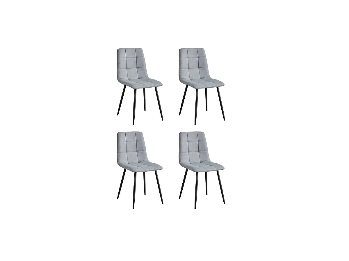 Pack de 4 sillas Md-Portland tapizadas en tejido gris, 88cm(alto) 43cm(ancho) 47.5cm(fondo