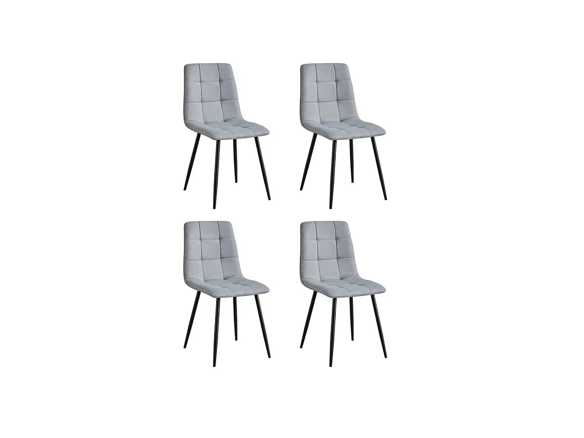Pack de 4 sillas Md-Portland tapizadas en tejido gris, 88cm(alto) 43cm(ancho) 47.5cm(fondo