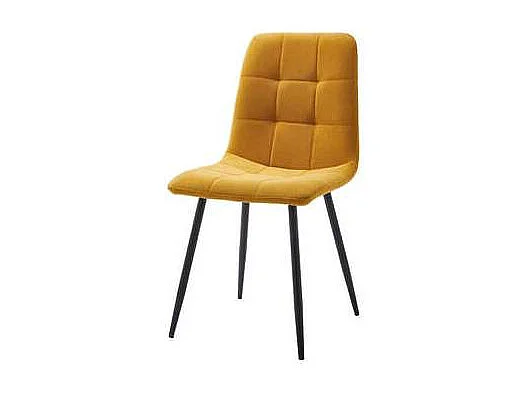 Pack de 4 sillas Benidorm tapizadas en tejido dorado patas negras. 45cm(ancho ) 88cm(altur