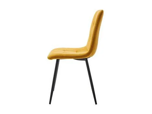 Pack de 4 sillas Benidorm tapizadas en tejido dorado patas negras. 45cm(ancho ) 88cm(altur