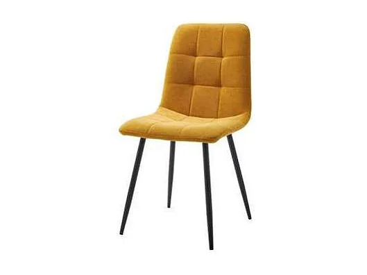 Pack de 4 sillas Benidorm tapizadas en tejido dorado patas negras. 45cm(ancho ) 88cm(altur