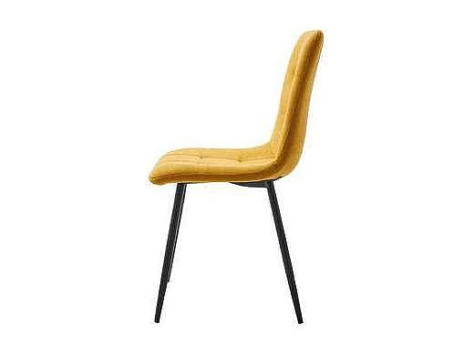 Pack de 4 sillas Benidorm tapizadas en tejido dorado patas negras. 45cm(ancho ) 88cm(altur