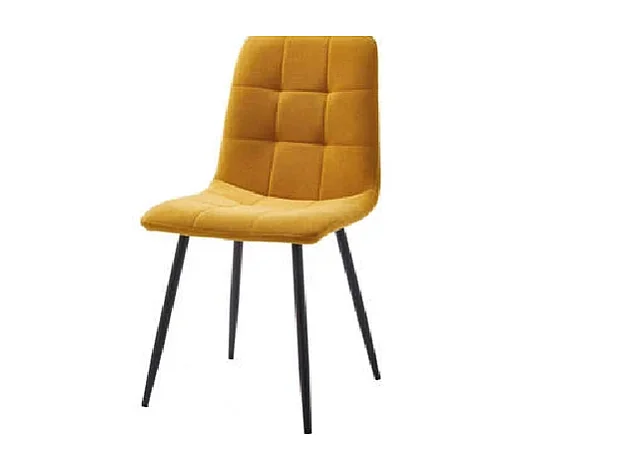 Pack de 4 sillas Benidorm tapizadas en tejido dorado patas negras. 45cm(ancho ) 88cm(altur