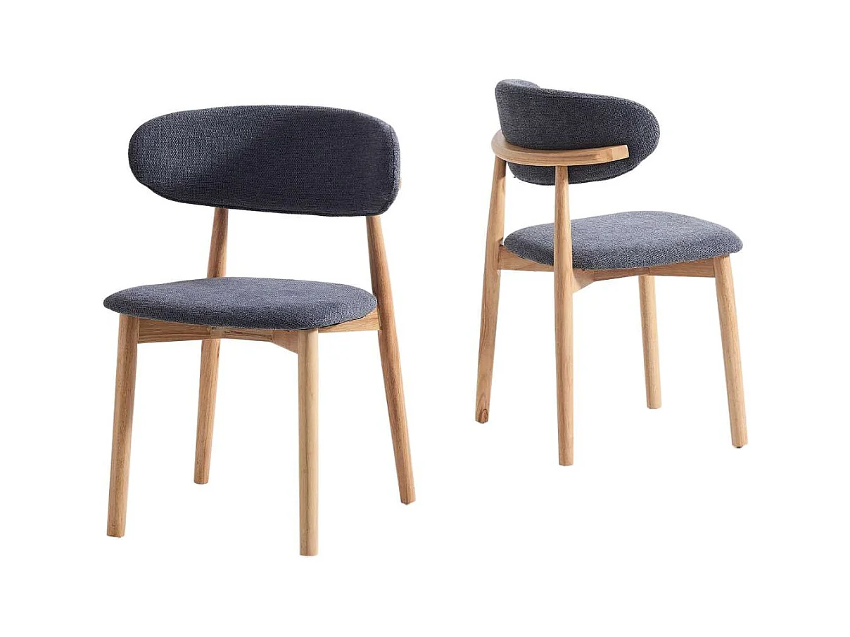 Pack de 2 sillas para cocina o comedor Vera tapizado textil gris/natural,79cm(alto) 48cm(a