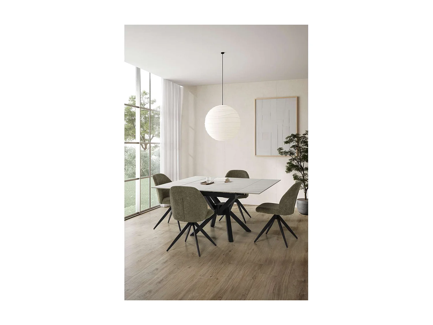 Pack de 2 sillas giratorias modelo Tamesis tapizado textil verde, 85cm(alto) 49.5cm(ancho)