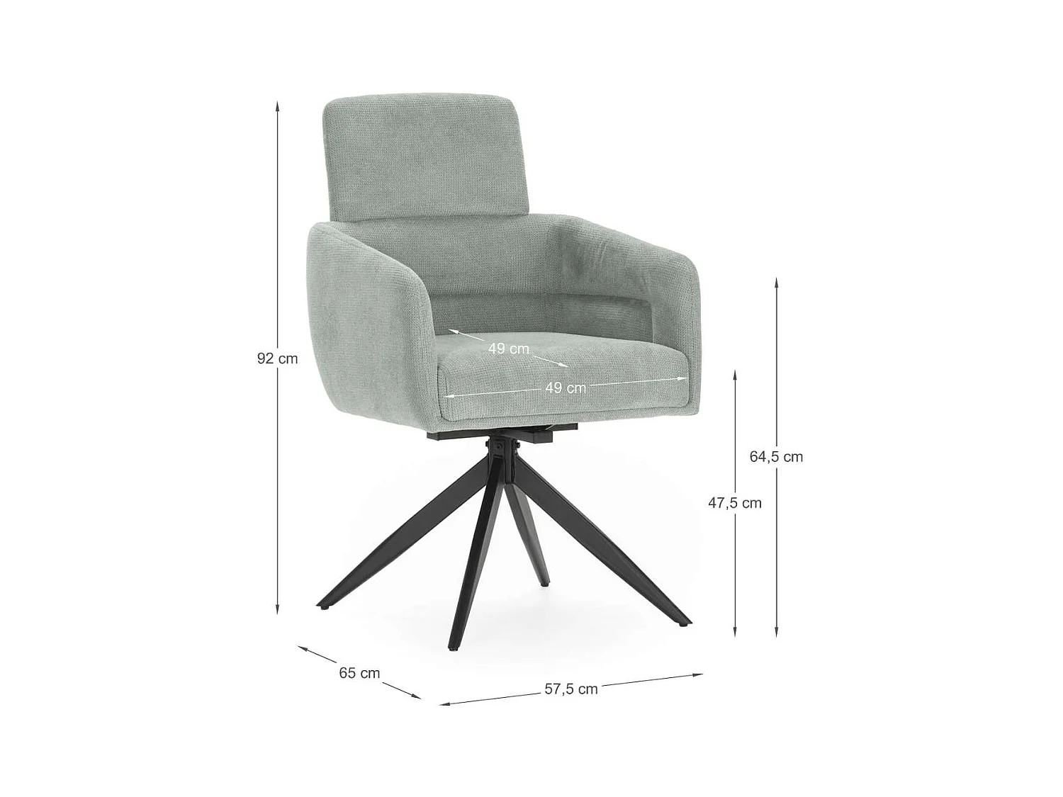 Pack de 2 sillones giratorios modelo Maggie tapizado textil turquesa, 93cm(alto) 58cm(anch