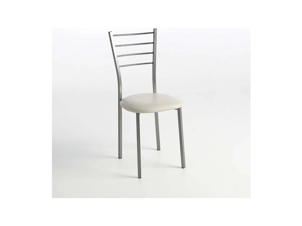 Pack de 2 sillas Berlin estructura gris tapizado crema, 90 cm(alto)38 cm(ancho)38 cm(largo