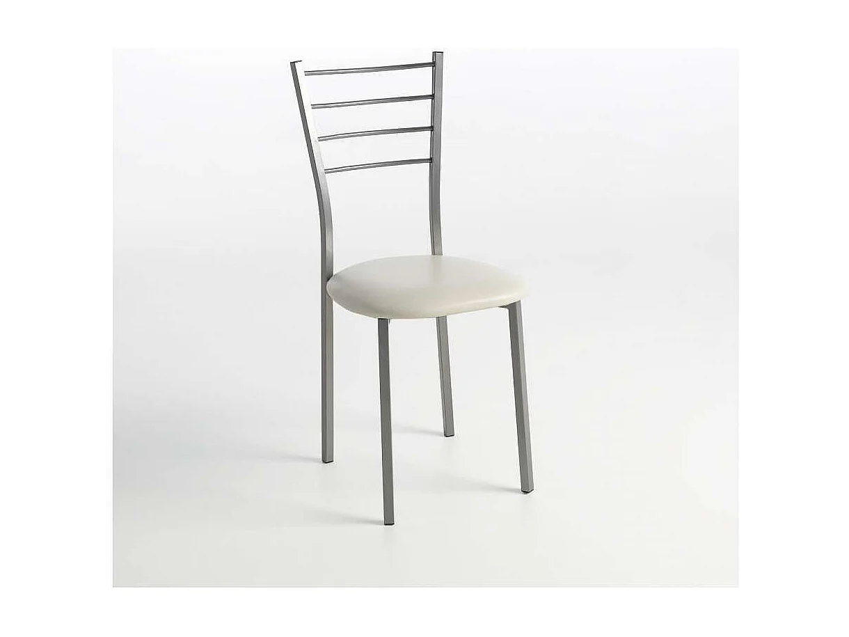 Pack de 2 sillas Berlin estructura gris tapizado crema, 90 cm(alto)38 cm(ancho)38 cm(largo