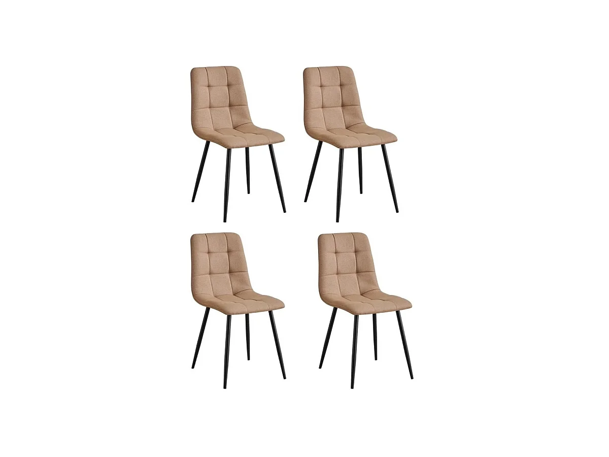 Pack de 4 sillas Md-Portland tapizadas en tejido marrón canela, 88cm(alto) 43cm(ancho) 47