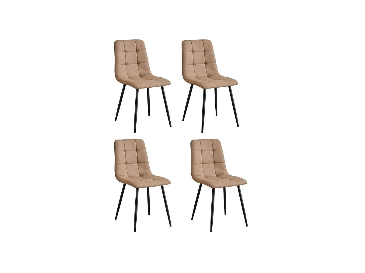 Pack de 4 sillas Md-Portland tapizadas en tejido marrón canela, 88cm(alto) 43cm(ancho) 47