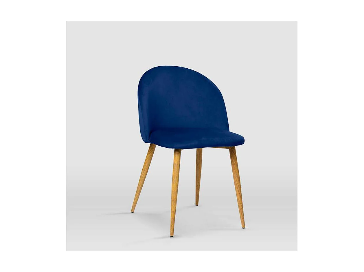 Pack de 4 sillas modelo Mercedes tapizadas en terciopelo azul índigo, 51cm(ancho ) 78cm(a