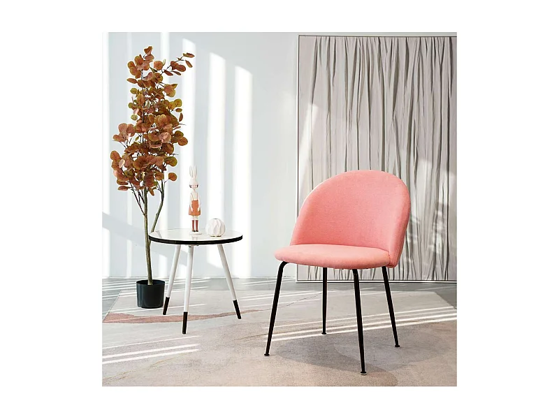 Pack 4 sillas Jason tapizado en tela terciopelo salmón, 78cm(alto) 47cm(ancho) 56cm(largo