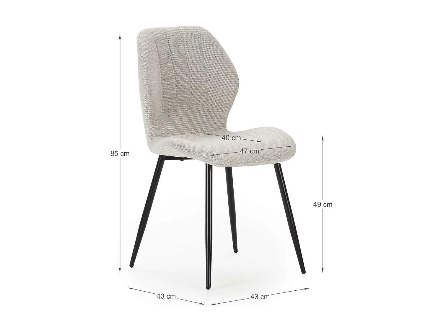 Pack de 4 sillas modelo Miño tapizado textil blanco, 85cm(alto) 47cm(ancho) 58cm(largo)