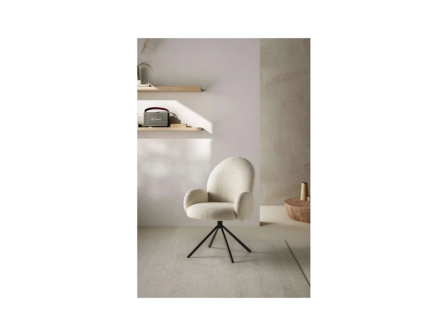Sillón giratorio modelo Damas con brazos tapizado textil blanco, 89cm(alto) 64cm(ancho) 6