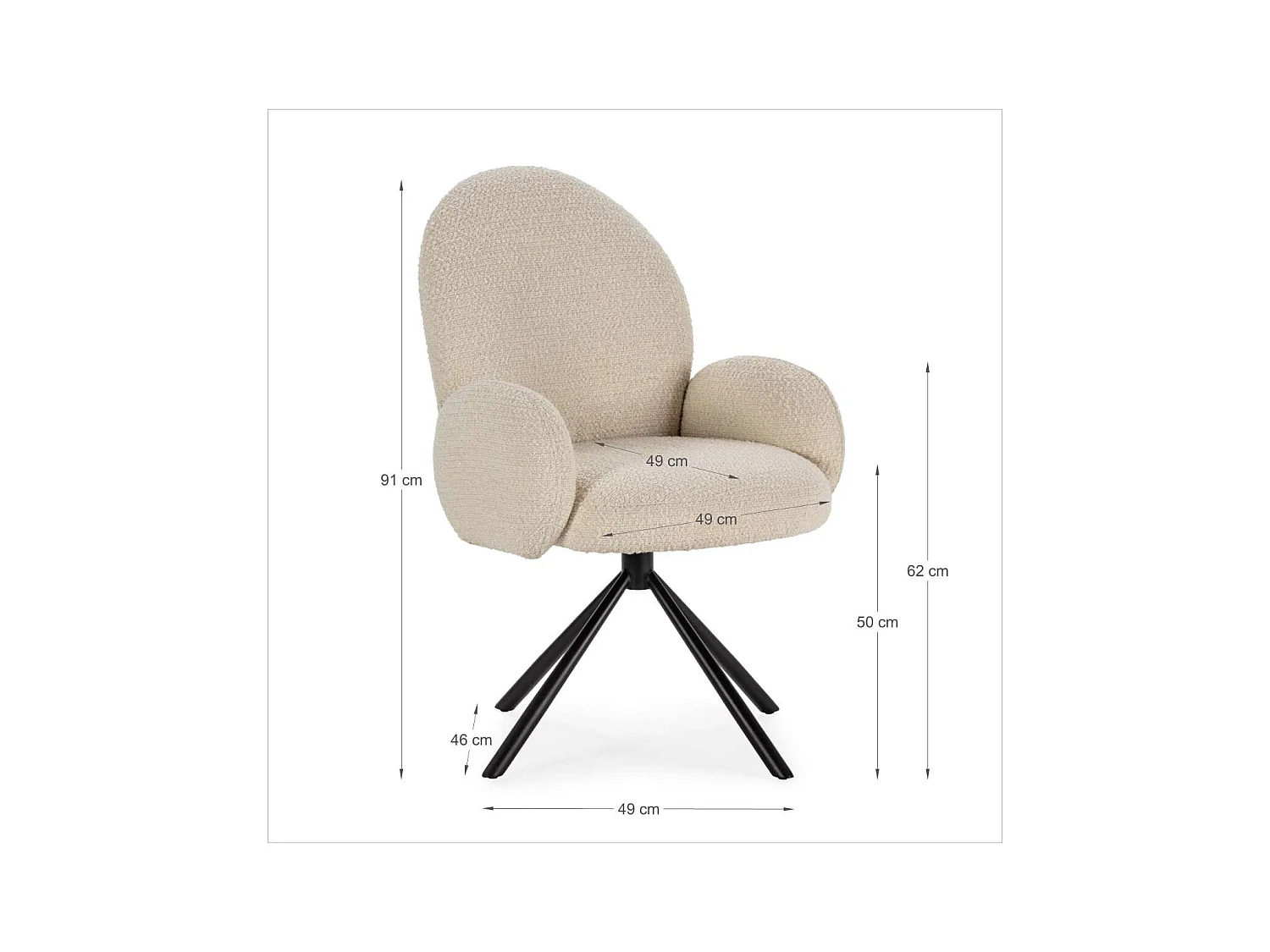 Sillón giratorio modelo Damas con brazos tapizado textil blanco, 89cm(alto) 64cm(ancho) 6