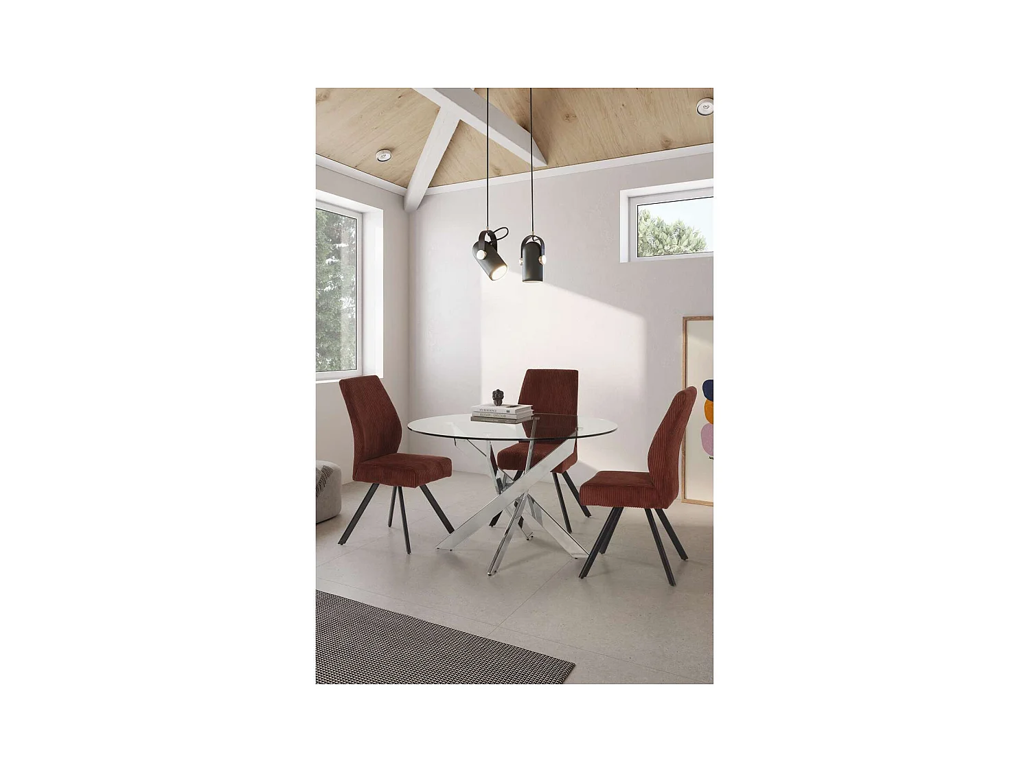 Pack de 2 sillas md-Pau tapizado textil teja, 98cm(alto) 45cm(ancho) 60cm(largo)